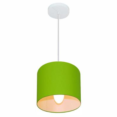 Lustre Pendente Cilíndrico Free Lux Para Mesa De Jantar, Sala, Quarto, Churrasqueira E Balcão. Verde-limão Tam: 18x18cm