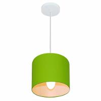 Lustre Pendente Cilíndrico Free Lux Para Mesa De Jantar, Sala, Quarto, Churrasqueira E Balcão. Verde-limão Tam: 18x18cm - 1