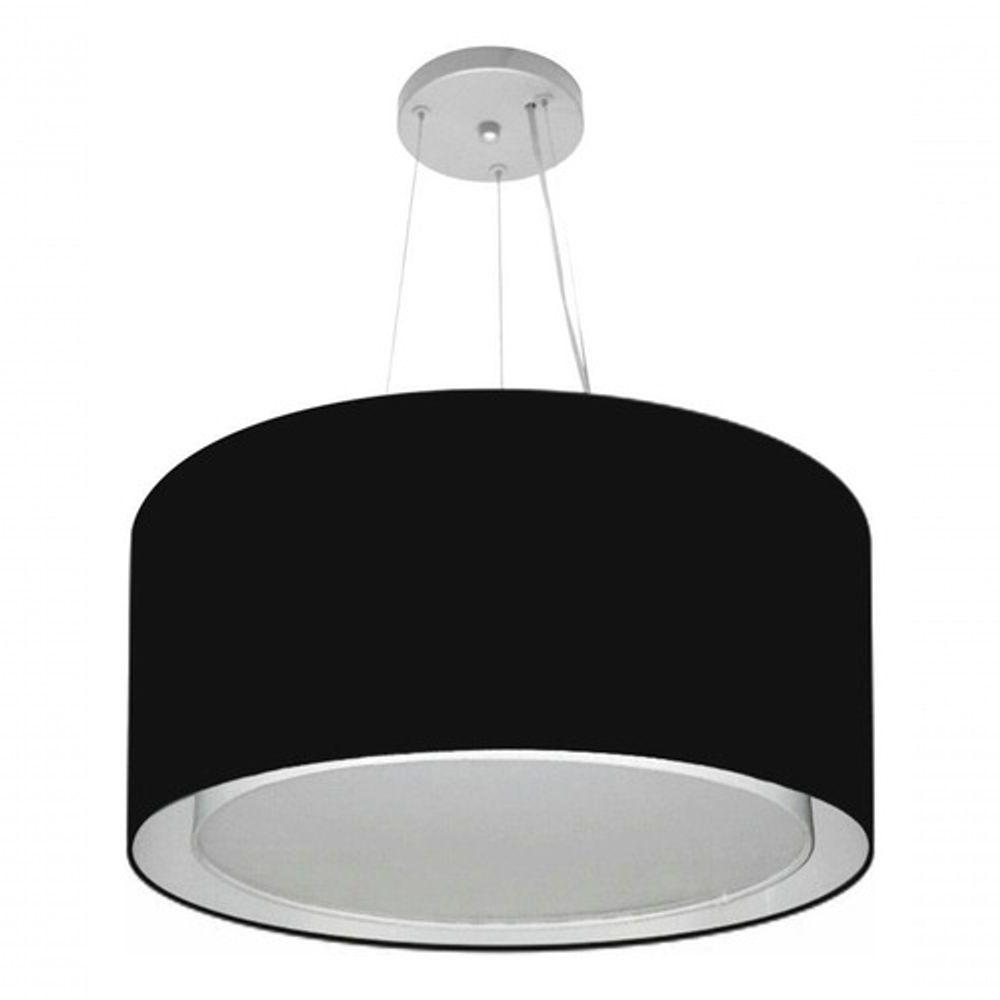 Lustre Pendente Cilíndrico Duplo Md-4300 Cúpula Em Tecido 50x30cm Preto - Bivolt - 3
