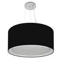 Lustre Pendente Cilíndrico Duplo Md-4300 Cúpula Em Tecido 50x30cm Preto - Bivolt - 1