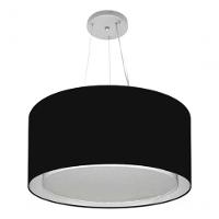 Lustre Pendente Cilíndrico Duplo Md-4300 Cúpula Em Tecido 50x30cm Preto - Bivolt - 3