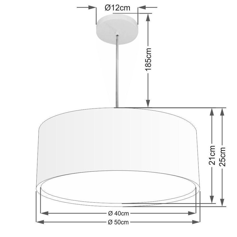 Lustre Pendente Cilíndrico Duplo Vivare Md-4294 Cúpula Em Tecido 50x25cm - Bivolt Rustico-cinza 127/220v - 2