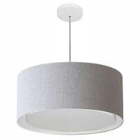 Lustre Pendente Cilíndrico Duplo Vivare Md-4294 Cúpula Em Tecido 50x25cm - Bivolt Rustico-cinza 127/220v - 1