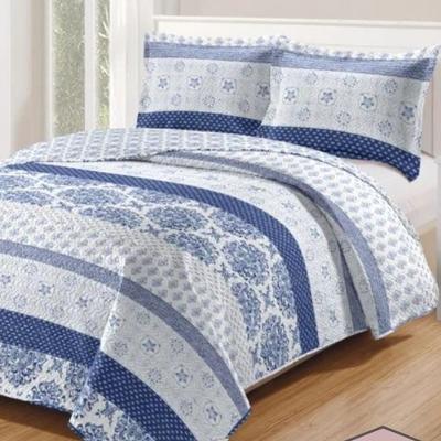 Kit Cobre Leito Colcha Daily Casal 3 Peças Dupla Face Estampado - Modelo 45 - 100% Poliéster