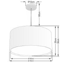 Lustre Pendente Cilíndrico Duplo Vivare Md-4296 Cúpula Em Tecido 55x30cm - Bivolt Rustico-cinza 127/220v - 2