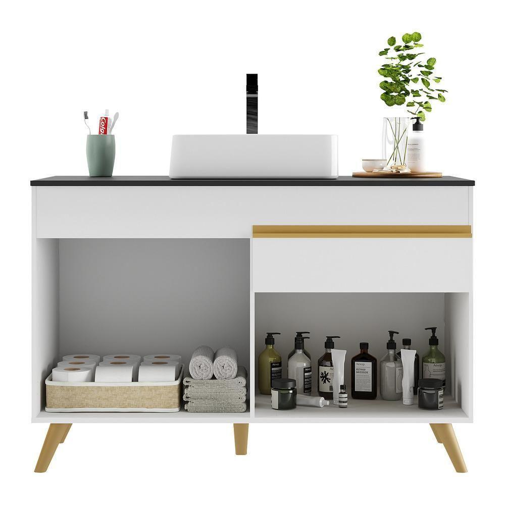 Gabinete Banheiro 2 Portas E 1 Gaveta Retrô 120Cm Multimóveis V5025 Branco Branco - 3