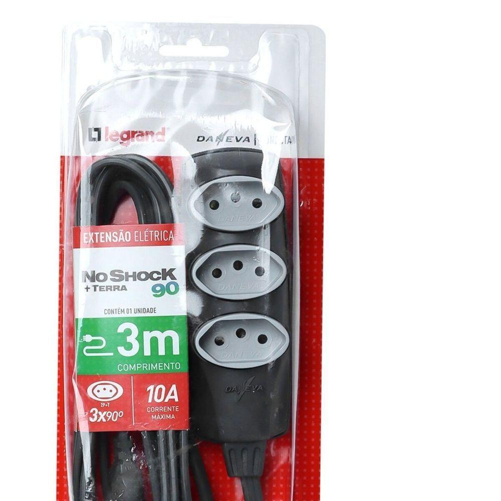 Extensao Noshock 90 Pp 3x0,75 2p+t 10a Grafite 3 Metros Dn1907 - 2