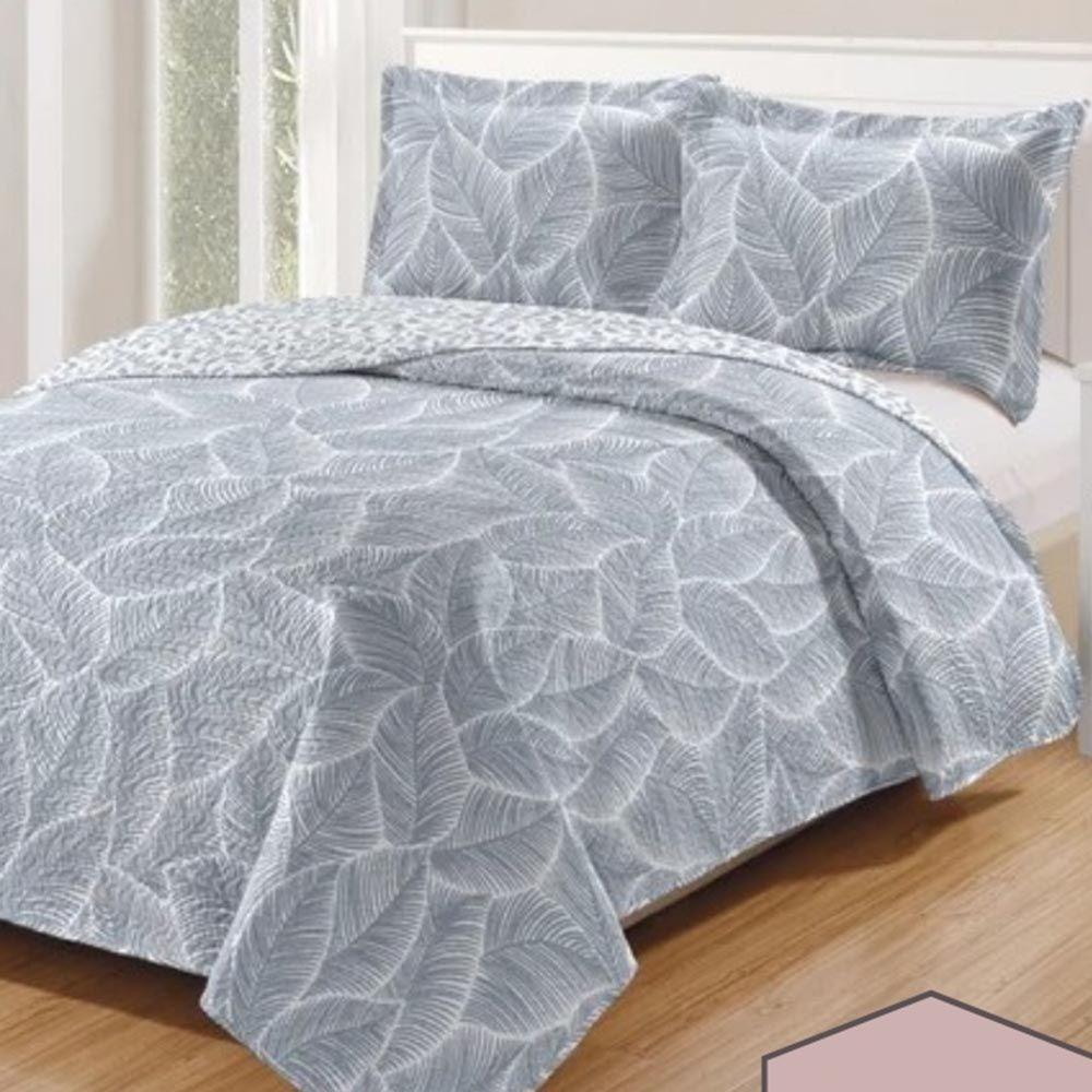 Kit Cobre Leito Colcha Daily Casal 3 Peças Dupla Face Estampado - Floral 42 - 100% Poliéster - 1