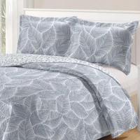 Kit Cobre Leito Colcha Daily Casal 3 Peças Dupla Face Estampado - Floral 42 - 100% Poliéster - 2