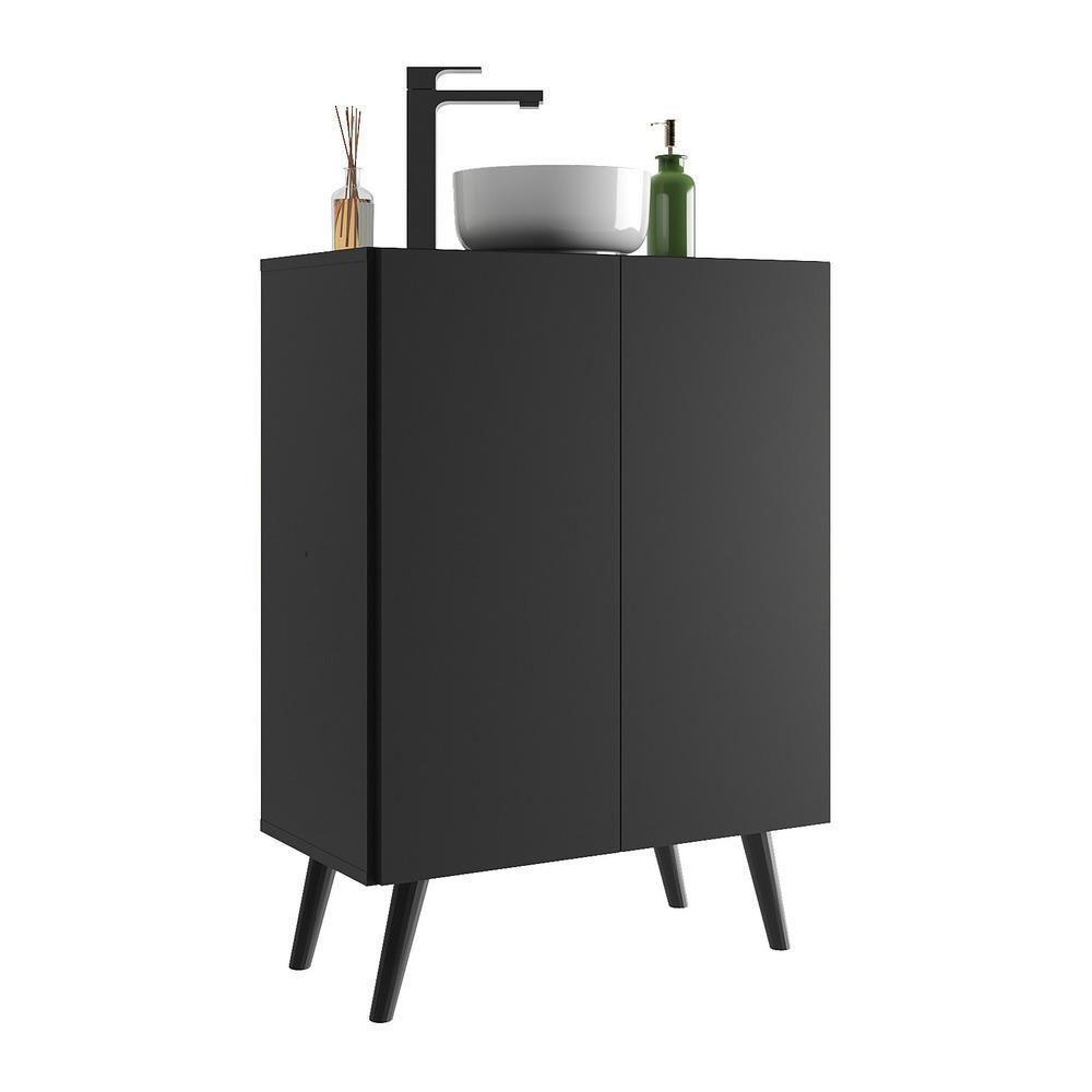 Gabinete Banheiro 2 Portas Retrô 63Cm Multimóveis V5006 Preto Preto - 1