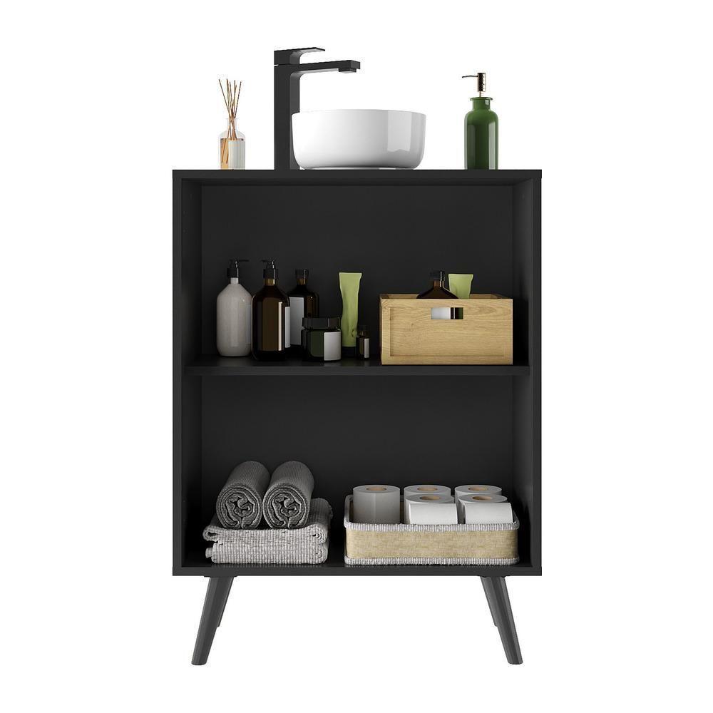 Gabinete Banheiro 2 Portas Retrô 63Cm Multimóveis V5006 Preto Preto - 3