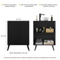 Gabinete Banheiro 2 Portas Retrô 63Cm Multimóveis V5006 Preto Preto - 5