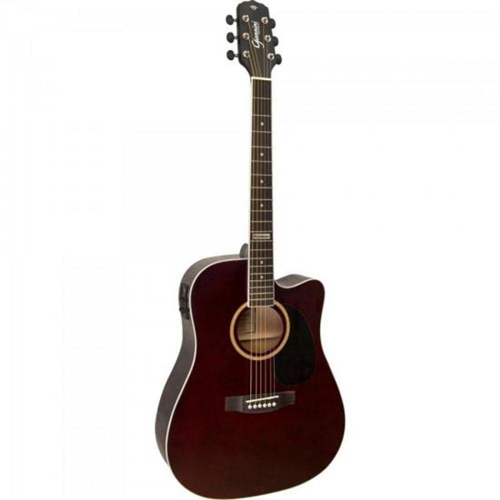 Violão Eletroacustico Dreadnought Folk Cutaway Aco Gf-1d Ceq Translucent Dark Wine Giannini - 1
