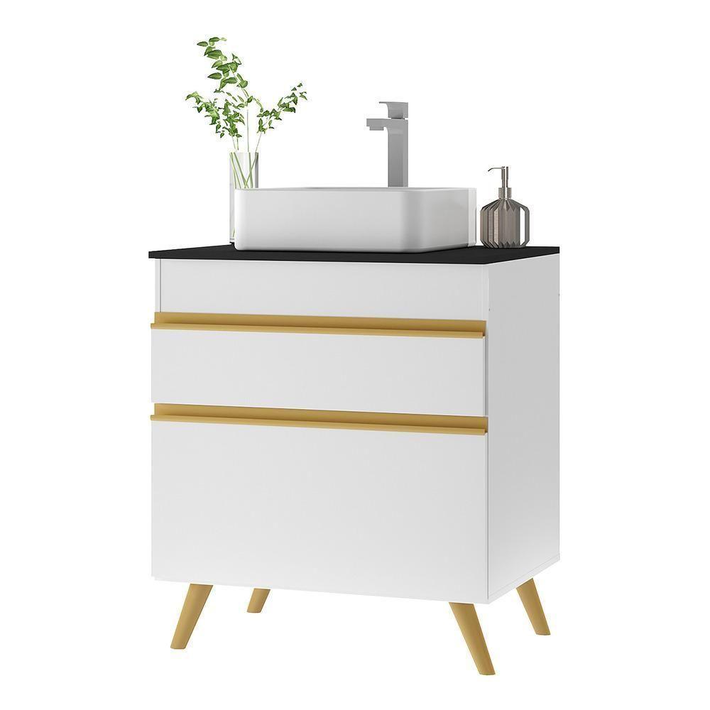Gabinete Banheiro 1 Porta E 1 Gaveta Retrô 70Cm Multimóveis V5024 Branco Branco - 1