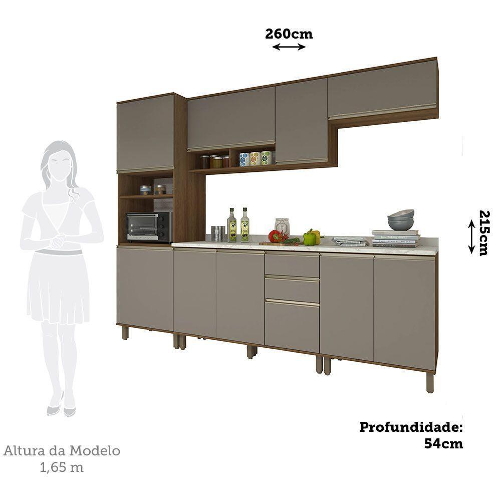 Cozinha Modulada Compacta 5 Peças Com Tampo E Espaço Para Fo Avelã/fumê - 2