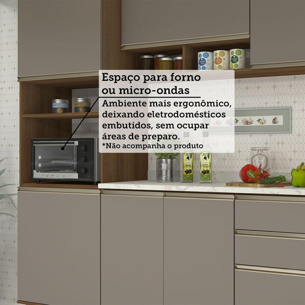 Cozinha Modulada Compacta 5 Peças Com Tampo E Espaço Para Fo Avelã/fumê - 5