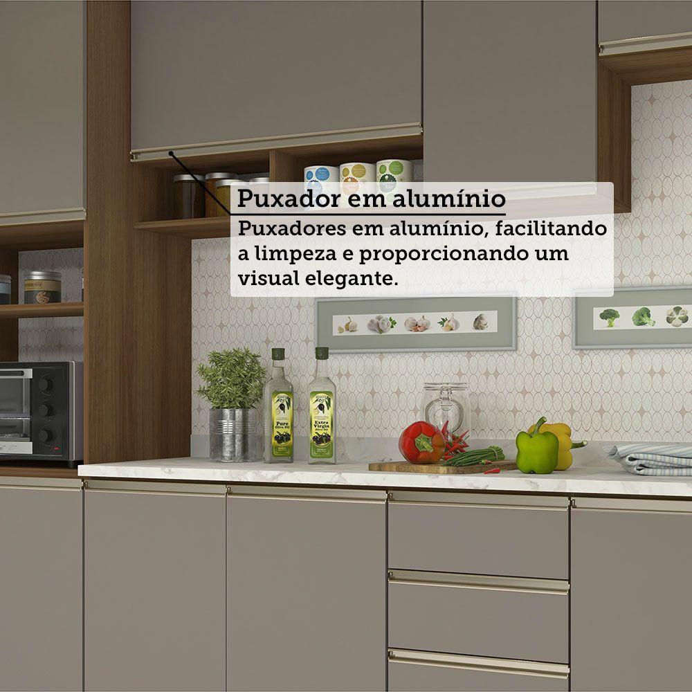 Cozinha Modulada Compacta 5 Peças Com Tampo E Espaço Para Fo Avelã/fumê - 8
