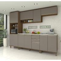 Cozinha Modulada Compacta 5 Peças Com Tampo E Espaço Para Fo Avelã/fumê - 1