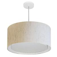 Lustre Pendente Cilíndrico Duplo Vivare Md-4295 Cúpula Em Tecido 50x30cm - Bivolt Linho Bege 127/220v - 1