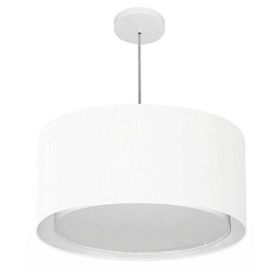 Lustre Pendente Cilíndrico Duplo Vivare Md-4295 Cúpula Em Tecido 50x30cm - Bivolt Branco 127/220v