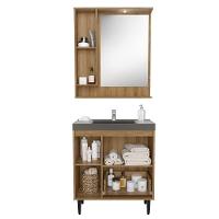 Gabinete Banheiro com Cuba e Espelheira 80cm Multimóveis CR10064 Mel/Grafite - 6