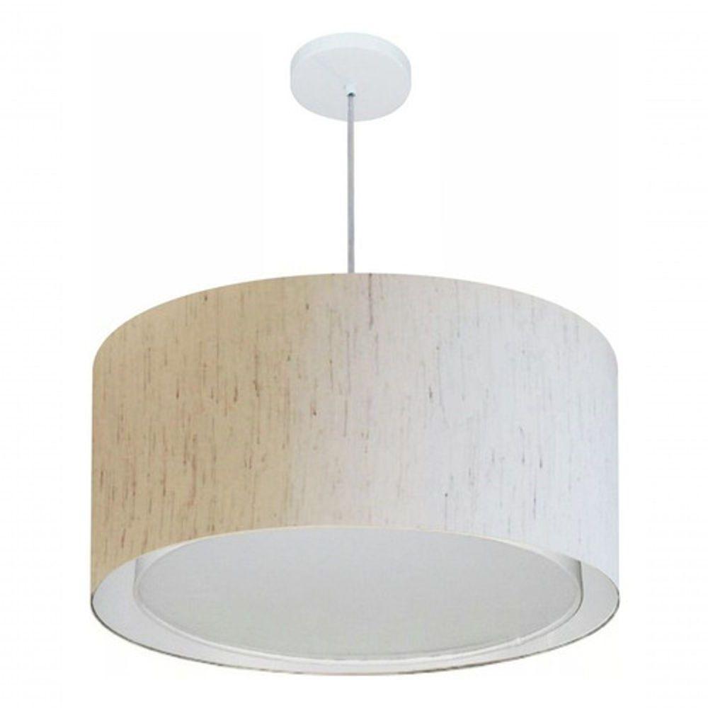 Lustre Pendente Cilíndrico Duplo Vivare Md-4296 Cúpula Em Tecido 55x30cm - Bivolt Linho Bege 127/220v - 3