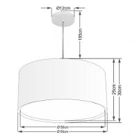 Lustre Pendente Cilíndrico Duplo Vivare Md-4296 Cúpula Em Tecido 55x30cm - Bivolt Linho Bege 127/220v - 4