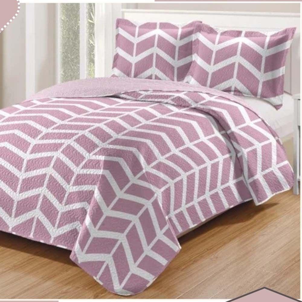 Kit Cobre Leito Colcha Daily King 3 Peças Dupla Face Estampado - Modelo 68 - 100% Poliéster - 1