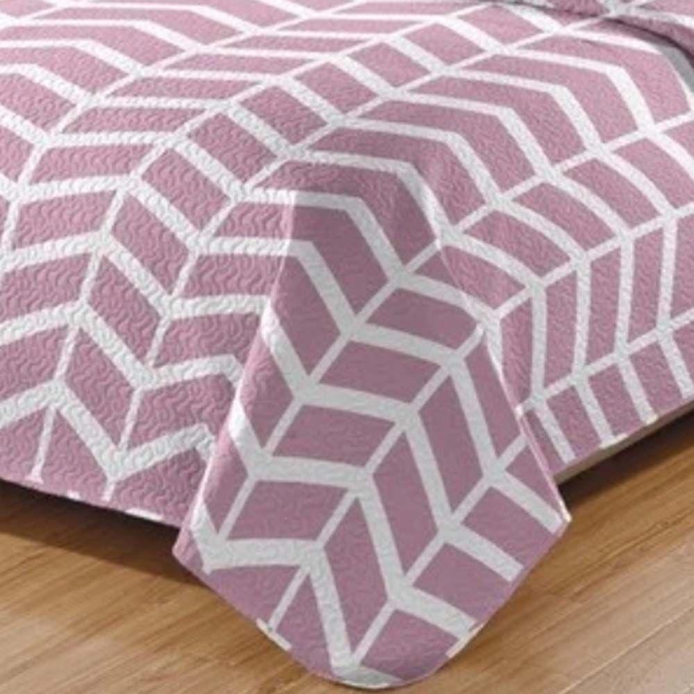 Kit Cobre Leito Colcha Daily King 3 Peças Dupla Face Estampado - Modelo 68 - 100% Poliéster - 3