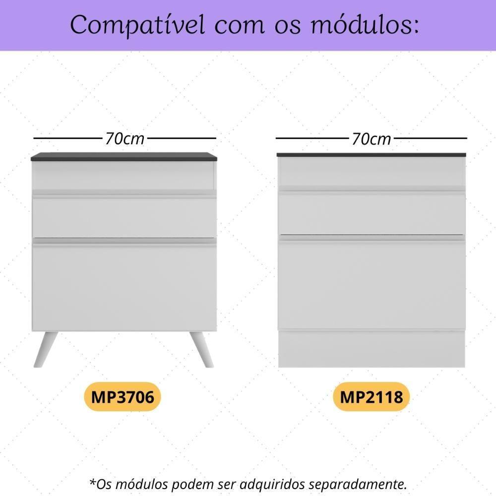 Kit 2 Puxadores Com 4 Pés Palito Retrô Para Balcão Cozinha 70cm Veneza Multimóveis Mp2309 Branco Branco - 2