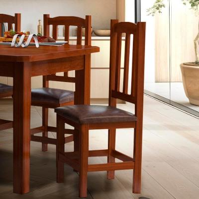 Kit Com 2 Cadeiras De Jantar Estofadas Madeira Maciça Castanho Diamante Repleta