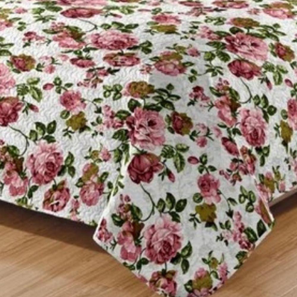 Kit Cobre Leito Colcha Daily Casal 3 Peças Dupla Face Estampado - Floral 48 - 100% Poliéster - 3