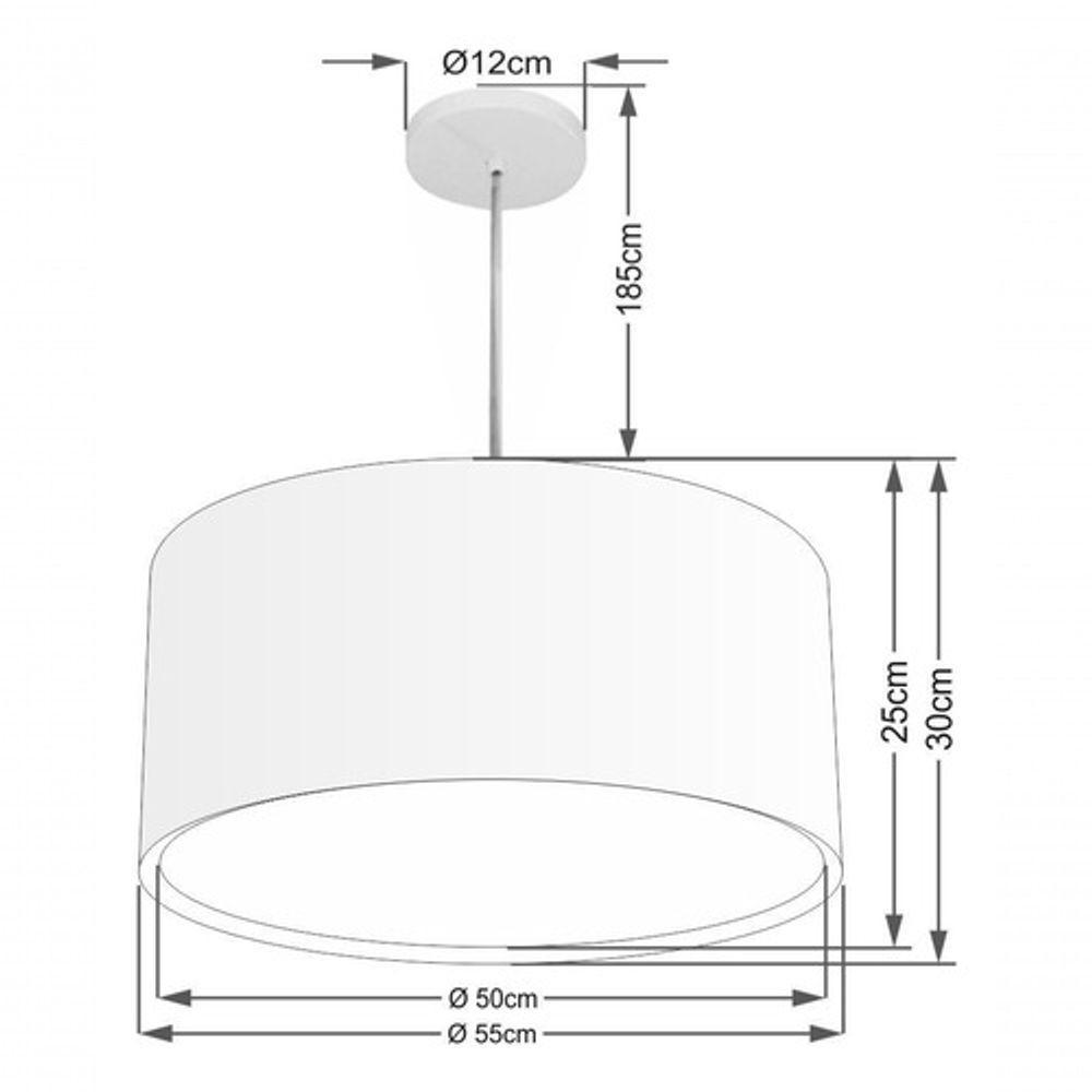 Lustre Pendente Cilíndrico Duplo Md-4296 Cúpula Em Tecido 55x30cm Rustico Bege - Bivolt - 4