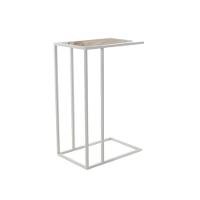 Mesa Lateral Elena Industrial Branco Com Tampo De Vidro - 2