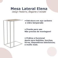 Mesa Lateral Elena Industrial Branco Com Tampo De Vidro - 3