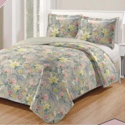 Kit Cobre Leito Colcha Daily Queen 3 Peças Dupla Face Estampado - Floral 54 - 100% Poliéster