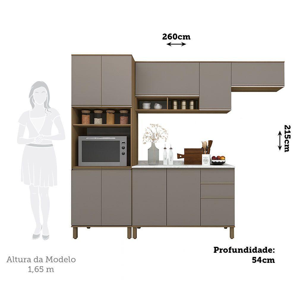 Cozinha Modulada Compacta 4 Peças Com Tampo E Espaço Para Avelã/fumê - 2