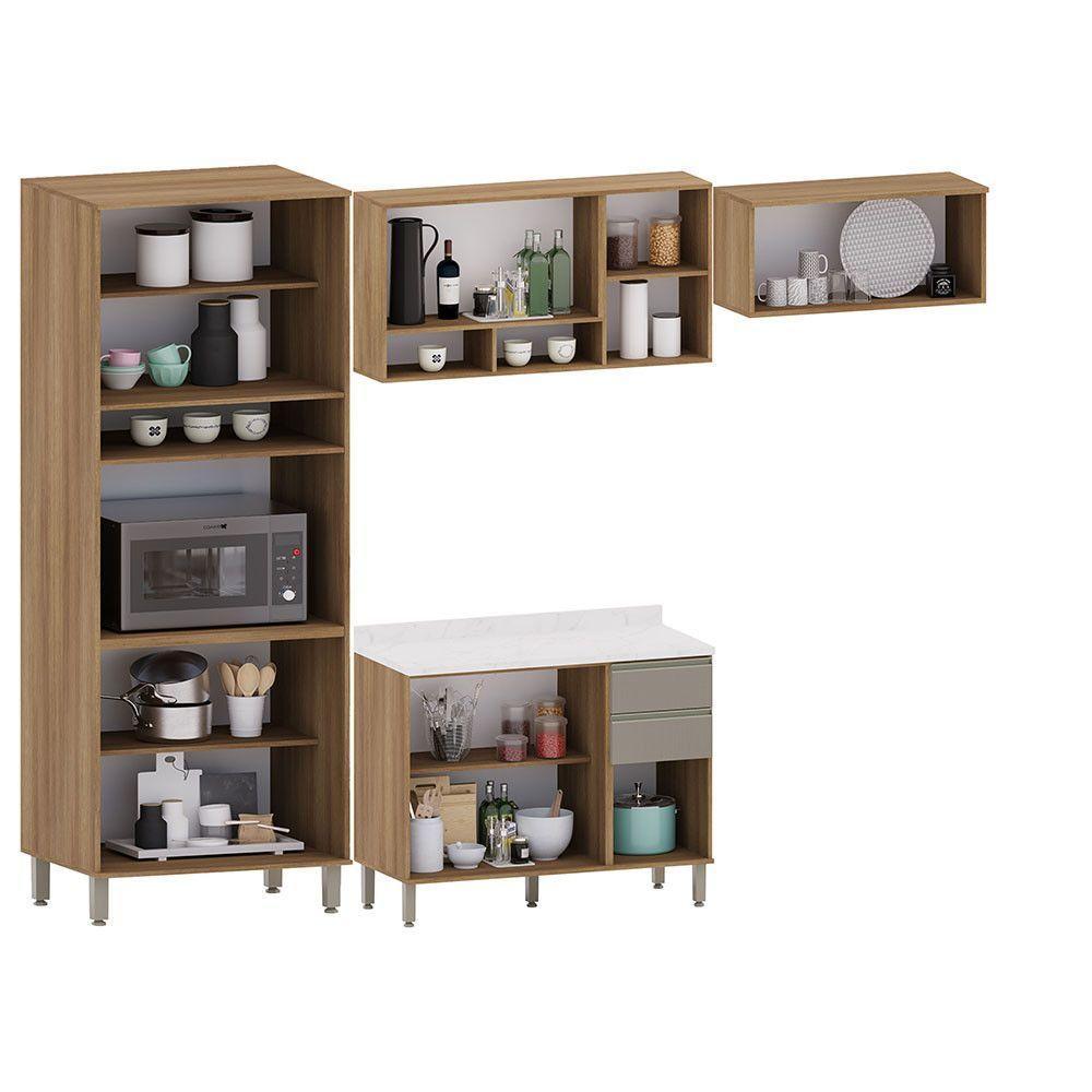 Cozinha Modulada Compacta 4 Peças Com Tampo E Espaço Para Avelã/fumê - 3