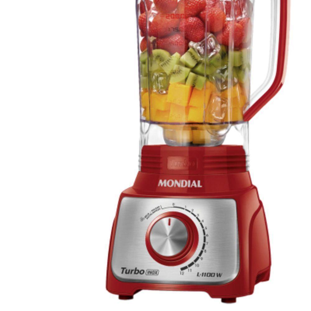 Liquidificador Mondial Turbo 3L 12 Vel 1100W C- Filtro L-1100 - 5878-01 Vermelho 110V - 2