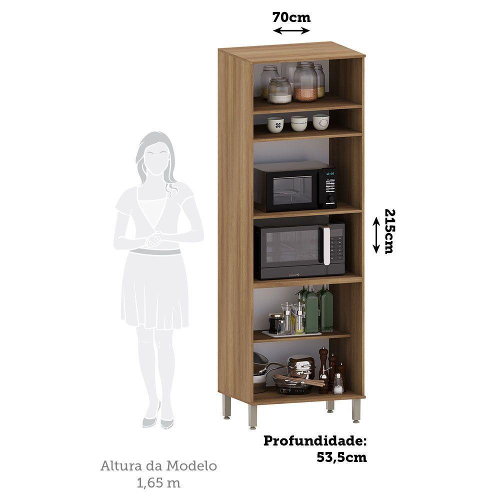 Paneleiro 70cm 3 Portas Com Espaço Para Forno E Micro-onda D Avelã/fumê - 2