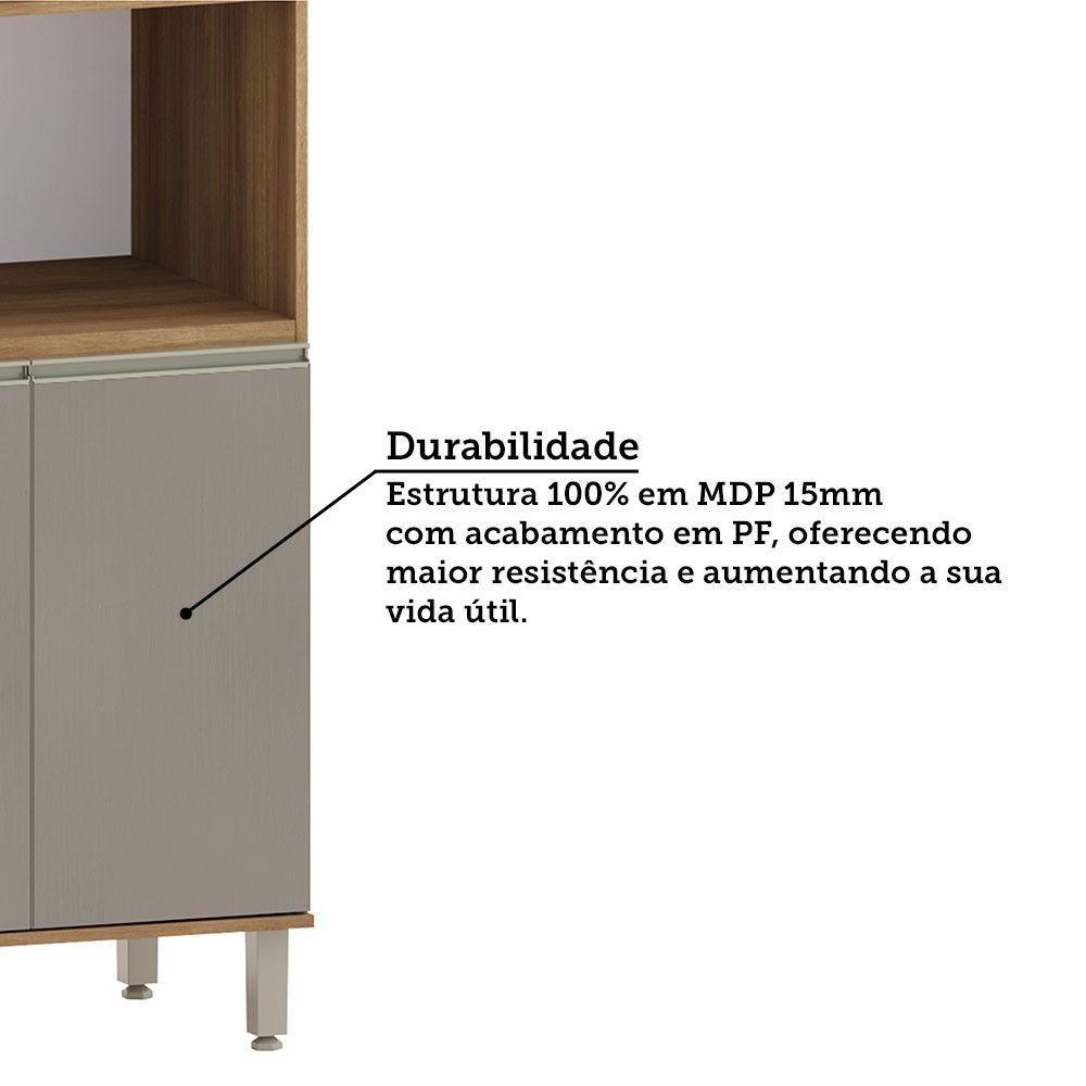 Paneleiro 70cm 3 Portas Com Espaço Para Forno E Micro-onda D Avelã/fumê - 3