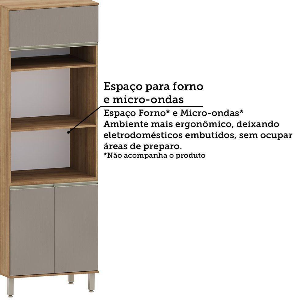 Paneleiro 70cm 3 Portas Com Espaço Para Forno E Micro-onda D Avelã/fumê - 5