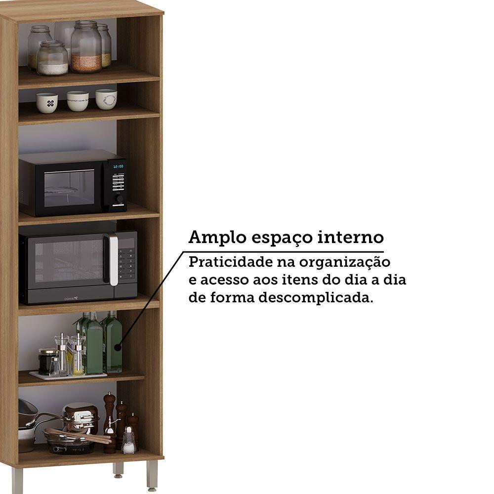 Paneleiro 70cm 3 Portas Com Espaço Para Forno E Micro-onda D Avelã/fumê - 6