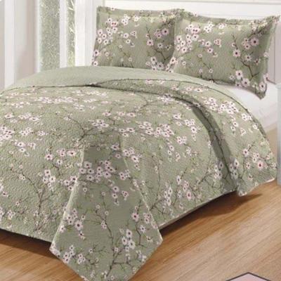 Kit Cobre Leito Colcha Daily Casal 3 Peças Dupla Face Estampado - Floral 52 - 100% Poliéster