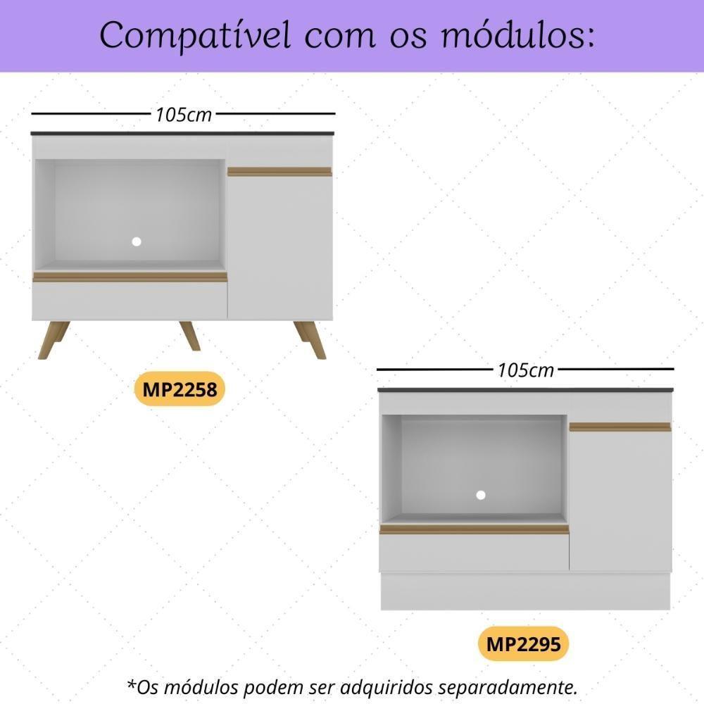 Kit 2 Puxadores Com 5 Pés Palito Retrô Para Balcão Cozinha 105cm Veneza Multimóveis Mp2306 Branco Branco - 2