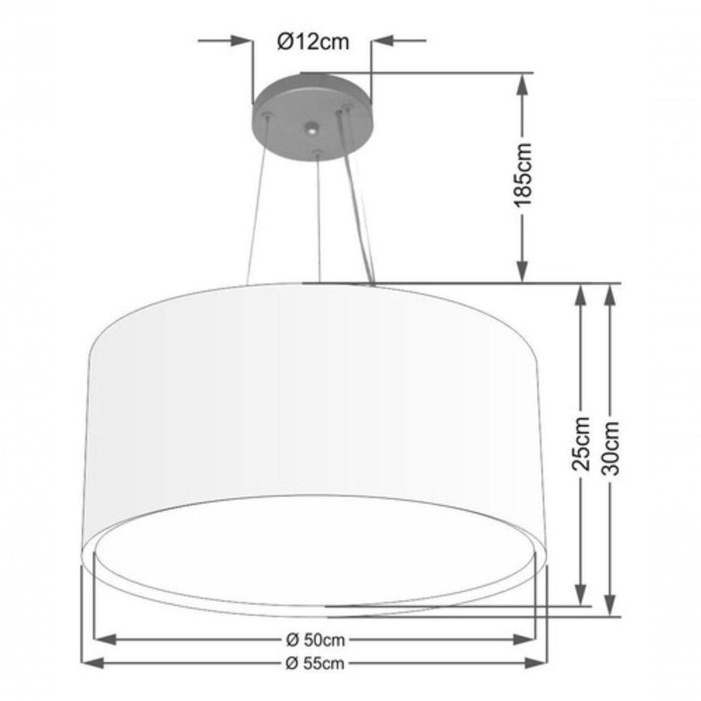 Lustre Pendente Cilíndrico Duplo Vivare Md-4301 Cúpula Em Tecido 55x30cm - Bivolt Rustico-cinza 127/220v - 4