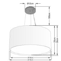 Lustre Pendente Cilíndrico Duplo Vivare Md-4301 Cúpula Em Tecido 55x30cm - Bivolt Rustico-cinza 127/220v - 2