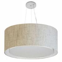 Lustre Pendente Cilíndrico Duplo Vivare Md-4303 Cúpula Em Tecido 70x30cm - Bivolt Rustico-bege 127/220v - 1
