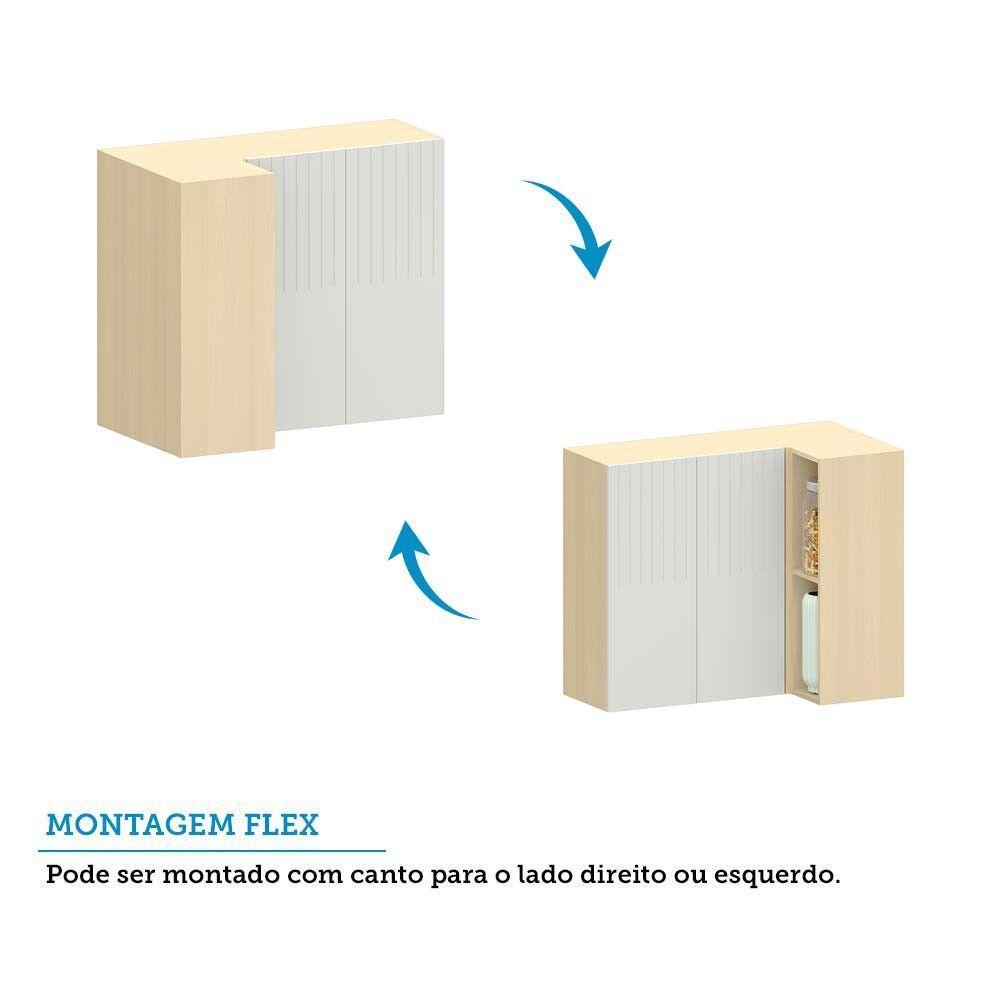 Cozinha Compacta 100% Mdf 5 Pçs Aura Luciane Móveis Carvalho Uv/cinza Cristal Pet - 5