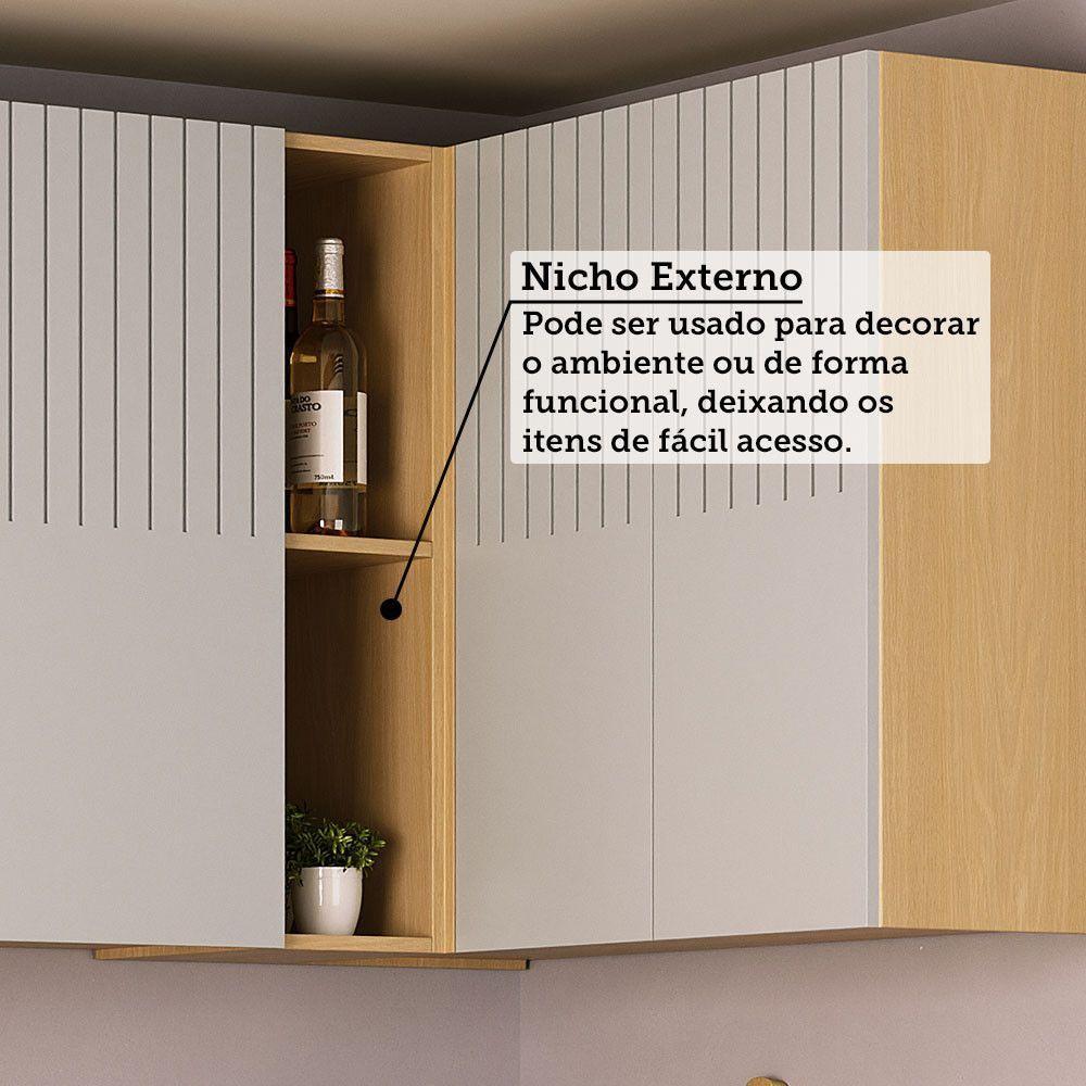 Cozinha Compacta 100% Mdf 5 Pçs Aura Luciane Móveis Carvalho Uv/cinza Cristal Pet - 8